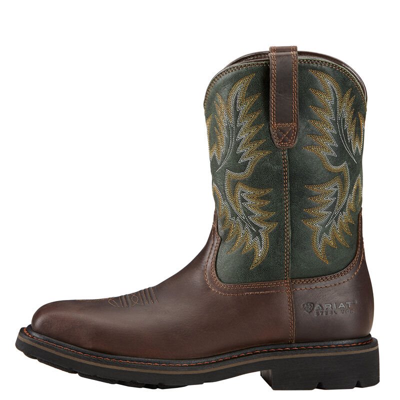 Ariat Work: Sierra Wide Square Toe Steel Toe Zapatos de Seguridad Hombre - Marrones Oscuro (YZSUJ702